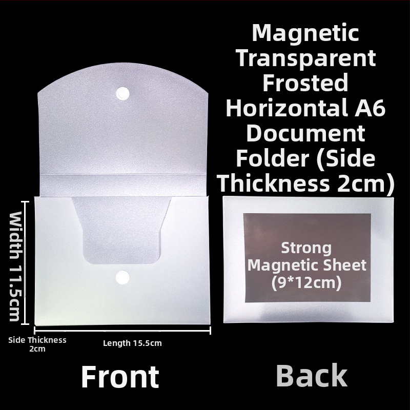 Magnetická krabička na dokumenty s magnetickou sponou a Kanban boxom – PP materiál, model L-DD