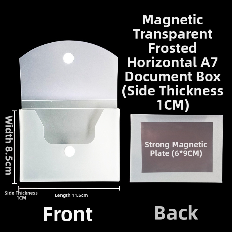 Magnetická krabička na dokumenty s magnetickou sponou a Kanban boxom – PP materiál, model L-DD
