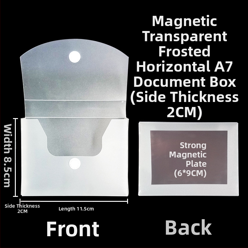 Magnetická krabička na dokumenty s magnetickou sponou a Kanban boxom – PP materiál, model L-DD