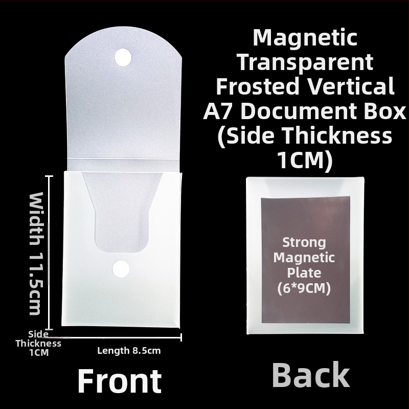 Magnetická krabička na dokumenty s magnetickou sponou a Kanban boxom – PP materiál, model L-DD
