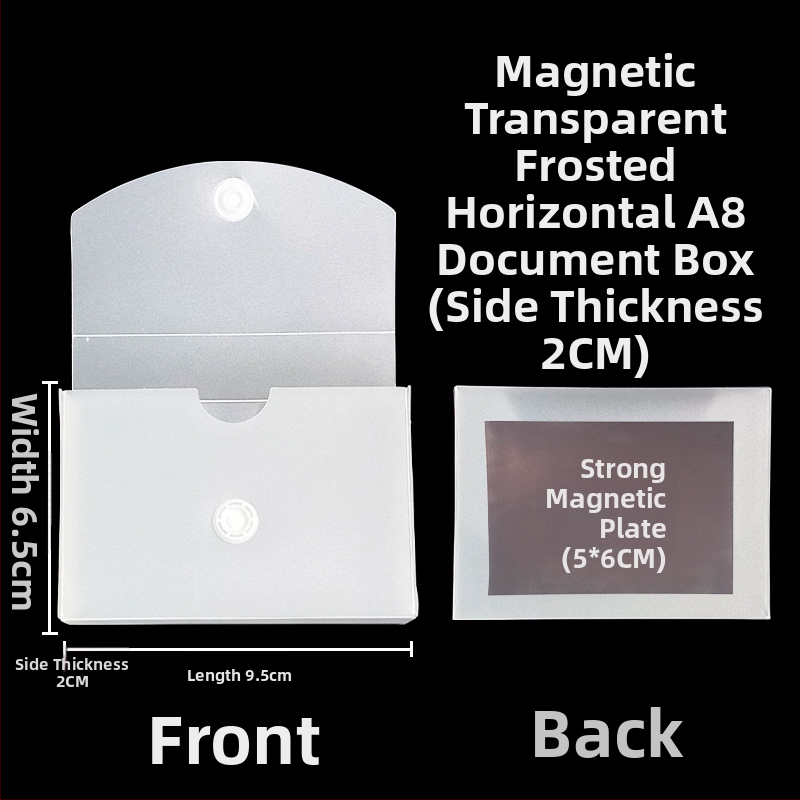 Magnetická krabička na dokumenty s magnetickou sponou a Kanban boxom – PP materiál, model L-DD