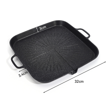 Tigaie grill cu piatră Maifan pentru inducție, antiaderentă, utilizare casnică, compatibilă cu flacără deschisă și gaze, verde