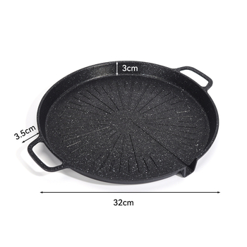 Tigaie grill cu piatră Maifan pentru inducție, antiaderentă, utilizare casnică, compatibilă cu flacără deschisă și gaze, verde