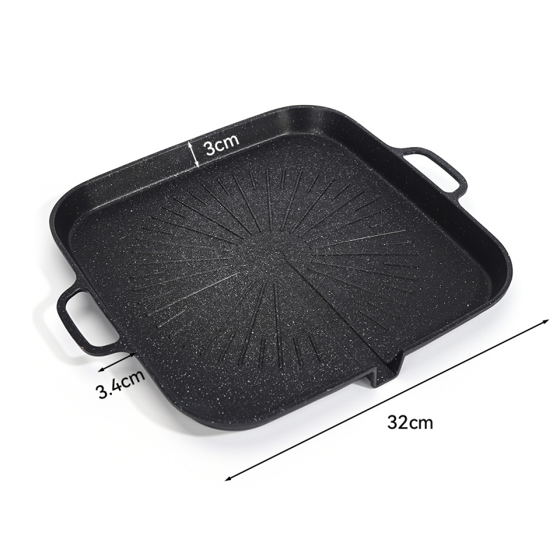 Tigaie grill cu piatră Maifan pentru inducție, antiaderentă, utilizare casnică, compatibilă cu flacără deschisă și gaze, verde