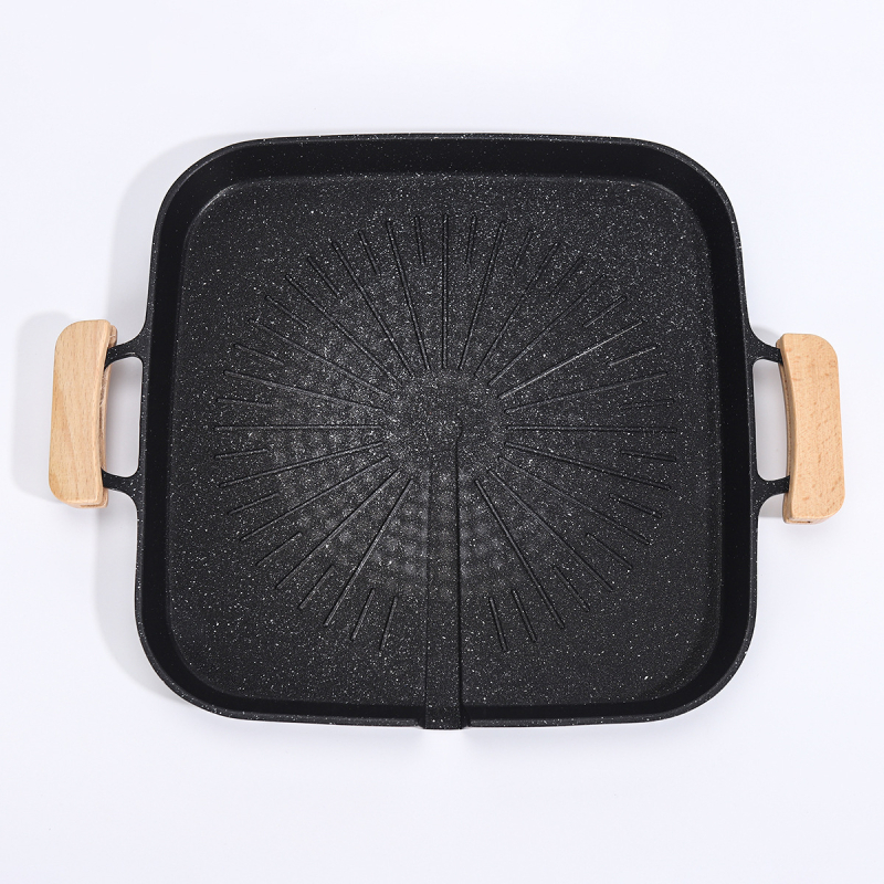 Tigaie grill cu piatră Maifan pentru inducție, antiaderentă, utilizare casnică, compatibilă cu flacără deschisă și gaze, verde