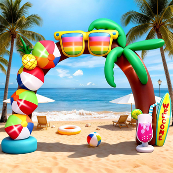 Arc LED gonflabil cu temă Hawaii, decor tropical pentru petreceri, pentru piscină în aer liber și curte
