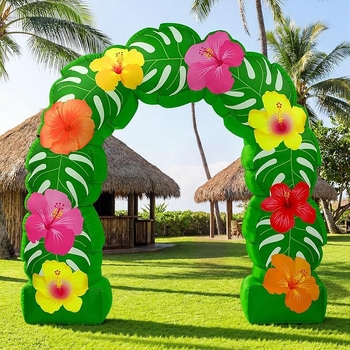 Arc LED gonflabil cu temă Hawaii, decor tropical pentru petreceri, pentru piscină în aer liber și curte