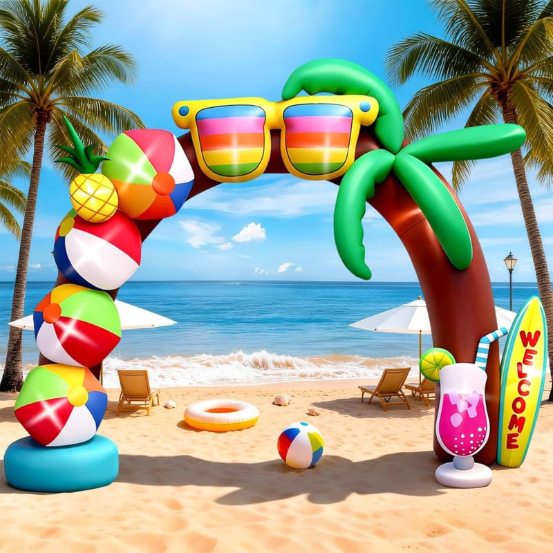 Arc LED gonflabil cu temă Hawaii, decor tropical pentru petreceri, pentru piscină în aer liber și curte
