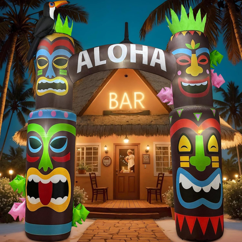 Arc LED gonflabil cu temă Hawaii, decor tropical pentru petreceri, pentru piscină în aer liber și curte