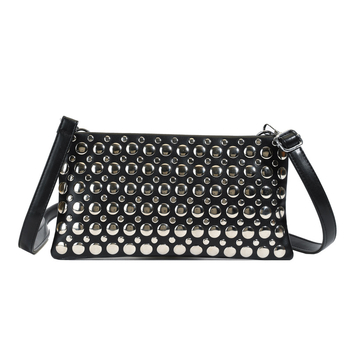 Ženska crossbody torba sa sjajnim zakovicama, mala kvadratna torba, široka naramenica, europski stil, 2025
