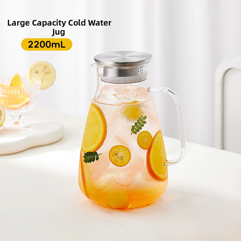 Ceainic din sticlă pentru apă rece, rezistent la temperaturi înalte, capacitate mare – pentru cold brew și ceai, stil nordic, calitate alimentară