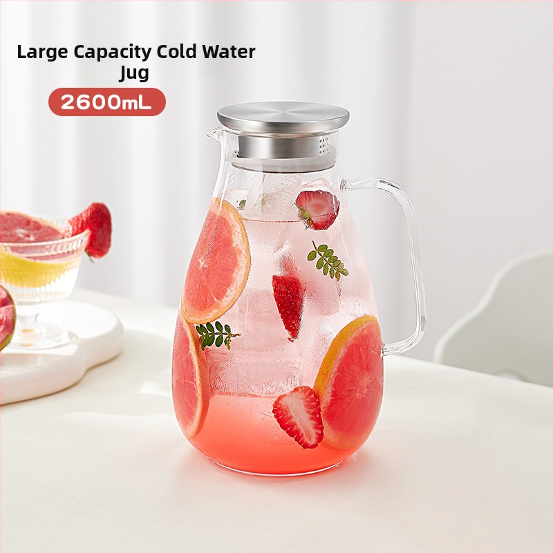 Ceainic din sticlă pentru apă rece, rezistent la temperaturi înalte, capacitate mare – pentru cold brew și ceai, stil nordic, calitate alimentară