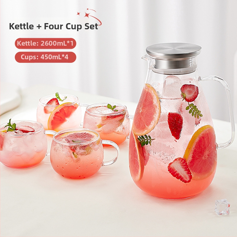 Ceainic din sticlă pentru apă rece, rezistent la temperaturi înalte, capacitate mare – pentru cold brew și ceai, stil nordic, calitate alimentară