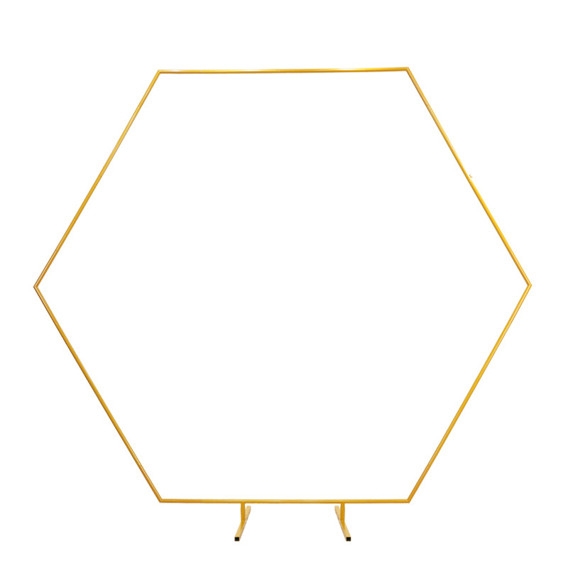 Arc floral hexagonal din metal pentru nunți și petreceri