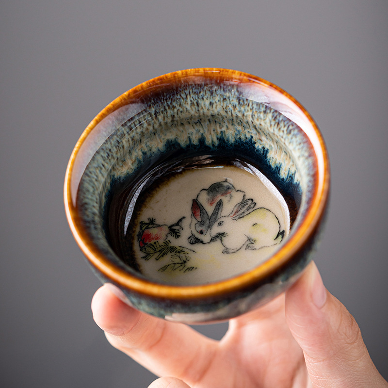 Ceașcă de ceai ceramică Jianyang Jianzhan, Doisprezece zodii, stil Kung Fu, ceașcă mică de ceai