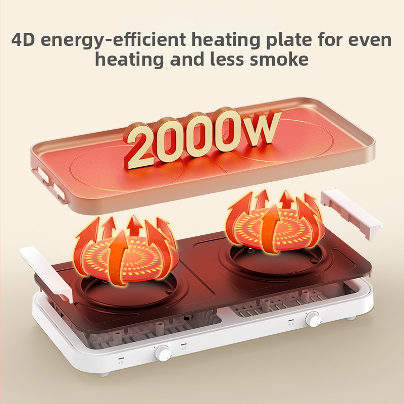 Placă electrică multifuncțională pentru grătar și hot pot, pentru uz casnic, într-un singur dispozitiv
