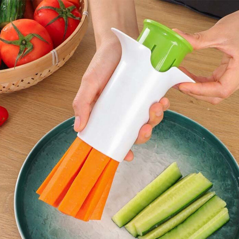 Plus Kitchen Tăietor pentru castraveți cu lamă din oțel inoxidabil — dispozitiv multifuncțional pentru fructe și legume
