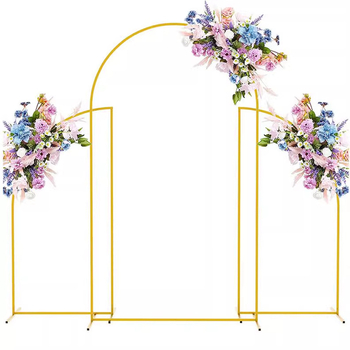Trei seturi de arcade de nuntă din fier aurii (7.2 ft, 5 ft, 5 ft) pentru decor de fundal la petrecere