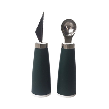 Set din oțel inoxidabil pentru formarea bilelor de pepene, cuțit sculptură ondulat, instrument pentru fructe și lingură de înghețată multifuncțională