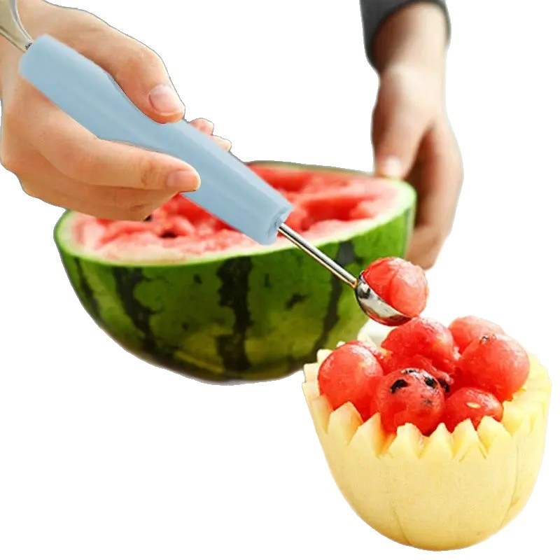 Unealtă dublă pentru săpat și sculptat fructe, lingură pentru pepene, tăietor de fructe, lingură rotundă