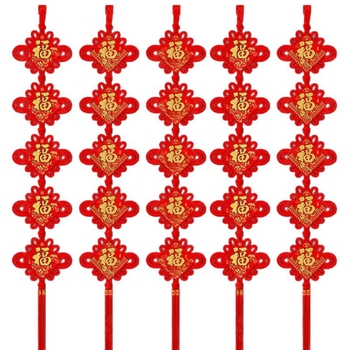 2026 Nod chinezesc de catifea cu nodul păcii, pandantiv cu cinci binecuvântări, pentru fundal TV și decor de perete, Anul Calului