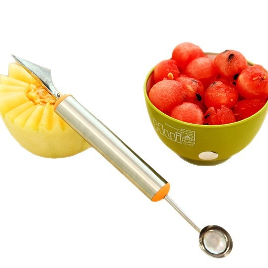Cuțit multifuncțional pentru fructe din oțel inoxidabil, cu lingură pentru bile de pepene și tăietor de fructe, 62 g
