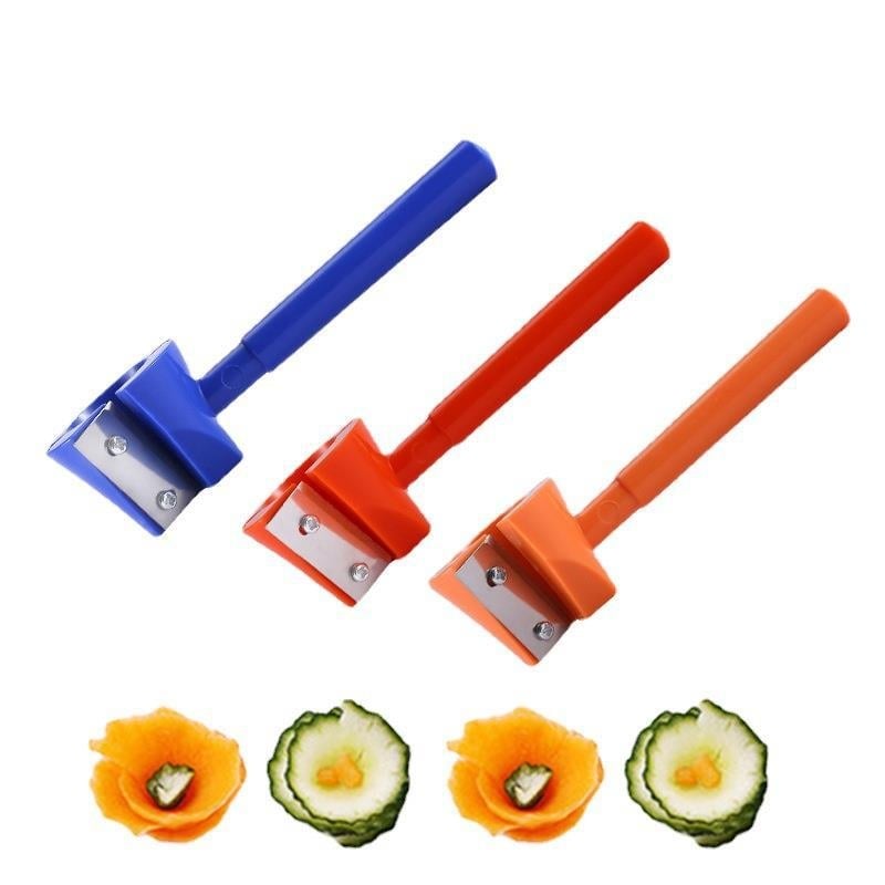 Unelte de bucătărie din plastic, tip găleată, cu tăietor spiral pentru fructe și legume, decor pentru flori și curățător de coajă.