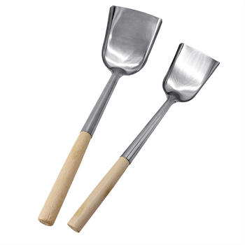 Spatulă pentru prăjit cu mâner din lemn, cap din oțel inoxidabil, ustensilă de bucătărie