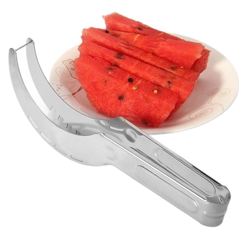 Tăietor din oțel inoxidabil pentru fructe și pepeni, cu mâner din plastic antiderapant colorat, pentru felii de pepene