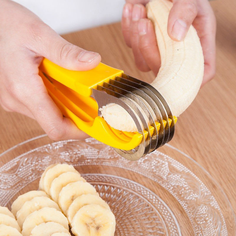 Tăietor multifuncțional pentru banane și fructe, cu tăietor de șuncă și divizor de fructe