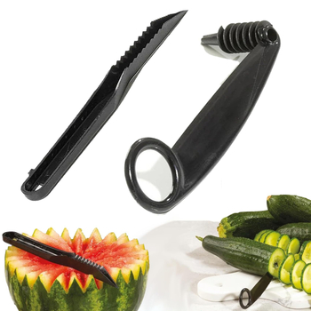 Set cuțite V pentru sculptat fructe și pepeni și cuțit de curățare cu dinți spiralati