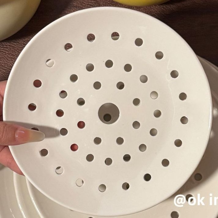 Set ceramic pentru aburi, 3 piese, de calitate alimentară, pentru microunde