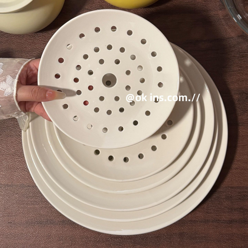 Set ceramic pentru aburi, 3 piese, de calitate alimentară, pentru microunde