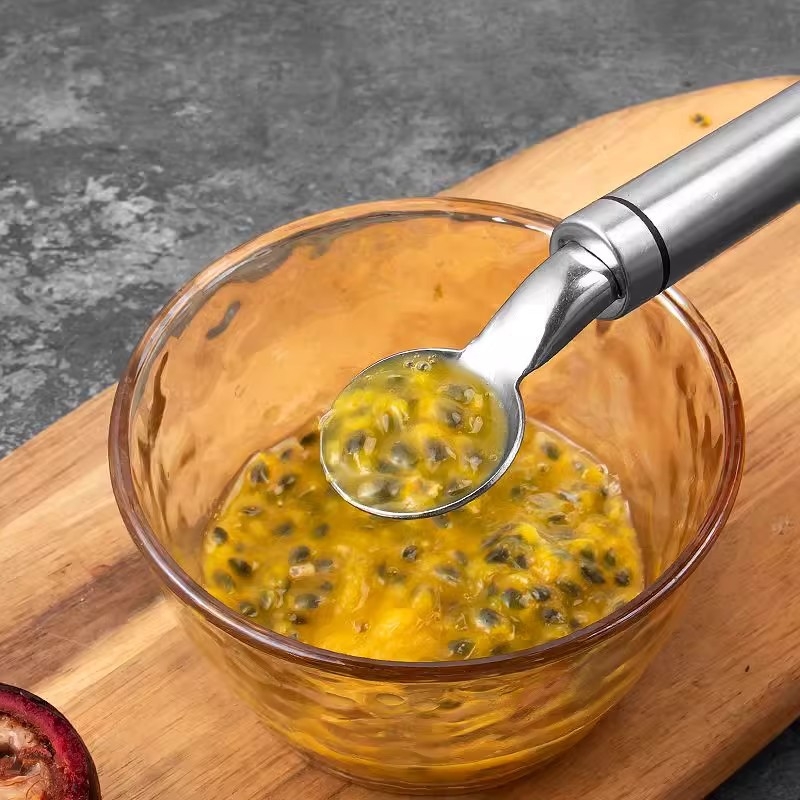 Deschizător de fructe din oțel inoxidabil, cu două capete, pentru fructul pasiunii, mangostan și egg fruit – ustensilă de bucătărie