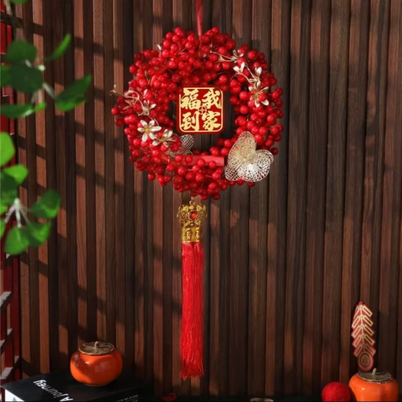 Pandantiv 3D cu simbolul norocului, dublu fațetat, pentru decorul Festivalului Primăverii, pandantiv nod chinezesc pentru ușa sufrageriei