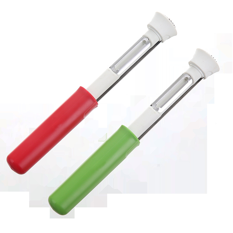 Instrument telescopic dublu funcțional pentru scoaterea sâmburilor și decojirea fructelor, din oțel inoxidabil, pentru mere și pere