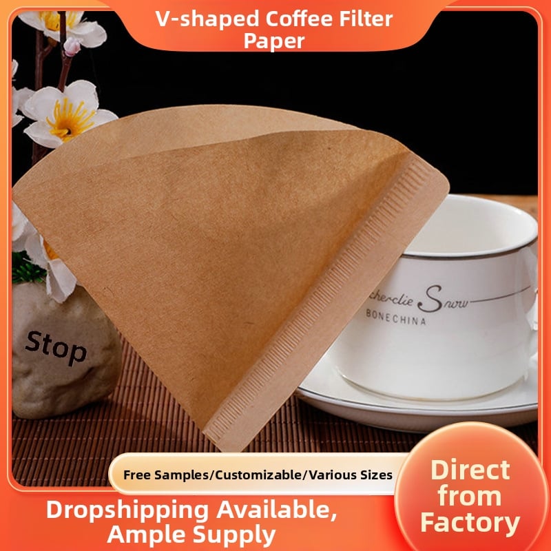 Filtru de cafea în formă de V, pulpă de lemn virgină, conic, pentru 1–4 porții, filtru pentru cafea la preparare manuală