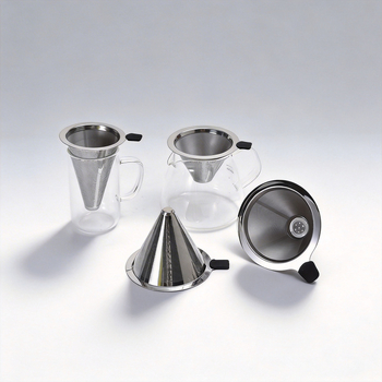 Set pour-over din oțel inoxidabil, cu filtru din plasă ultra-fină, fără hârtie