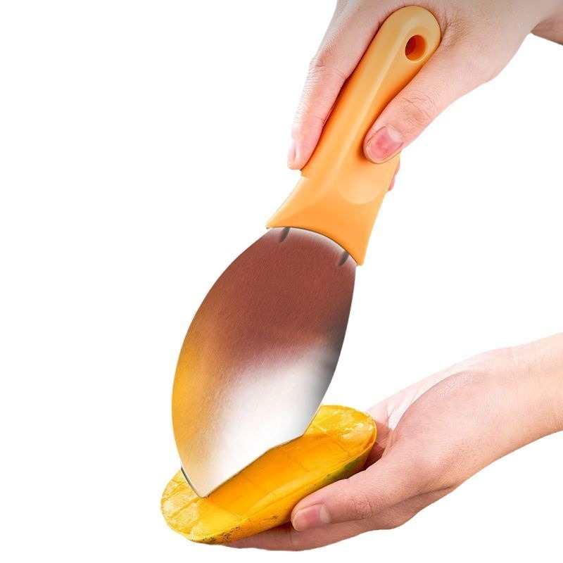 Instrument pentru cuburi de mango și pepene în cuburi, cuțit de decojit, lingură pentru fructe și separator de fructe