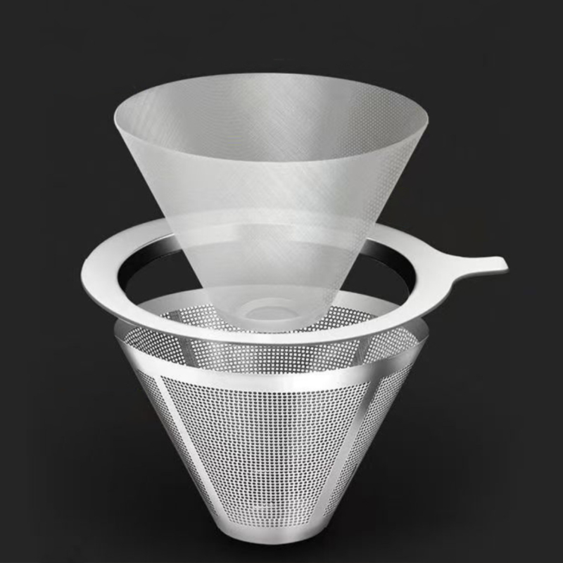 Set de cafea pentru infuzie manuală, cu filtru din oțel inoxidabil și pâlnie de turnare — fără filtru de hârtie, plasă ultra-fină