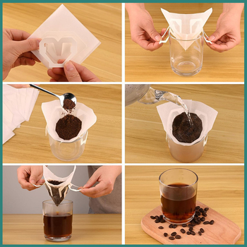 Filtru de cafea în formă de V, cu urechi de agățare, hârtie de filtrare alimentară, de unică folosință pentru V60