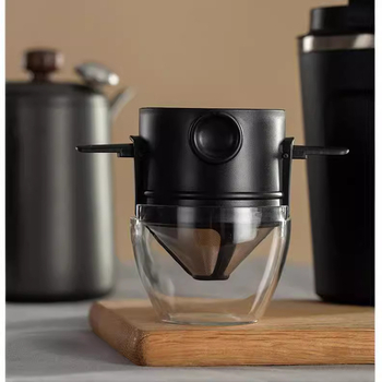 Little Angel filtru de cafea portabil din oțel inoxidabil, pliabil, reutilizabil, fără filtru de hârtie, pentru pour-over
