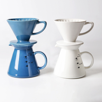 Set de cafea turnat manual, cană ceramică pentru filtrare și filtru V60