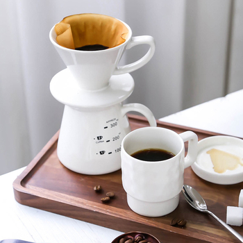 Set de cafea turnat manual, cană ceramică pentru filtrare și filtru V60