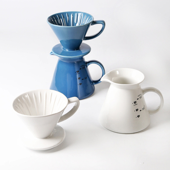 Set de cafea turnat manual, cană ceramică pentru filtrare și filtru V60