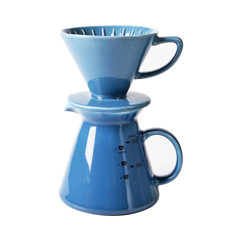 Set de cafea turnat manual, cană ceramică pentru filtrare și filtru V60