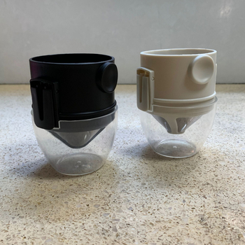 Little Angel Filtru de cafea în ceașcă, cu plasă dublă din oțel inoxidabil 304, filtru pliabil cu suport pentru ureche pentru cafea turnată