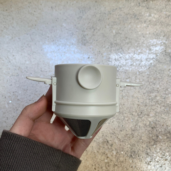 Little Angel Filtru de cafea în ceașcă, cu plasă dublă din oțel inoxidabil 304, filtru pliabil cu suport pentru ureche pentru cafea turnată