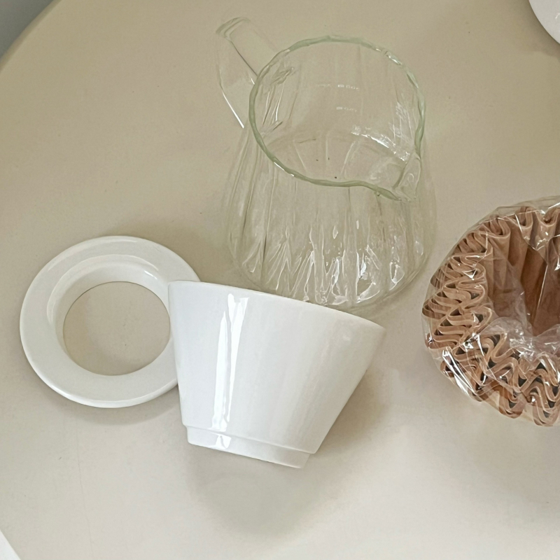 Filtru ceramic pentru cafea cu bază integrată pentru preparare manuală, 1–2 porții