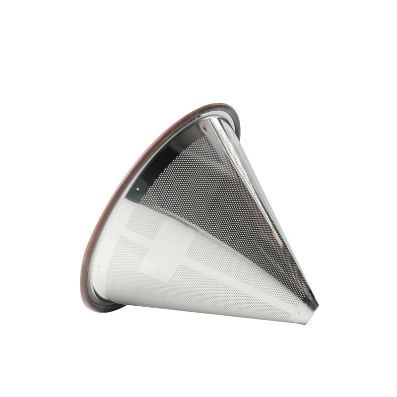 Filtru de cafea din oțel inoxidabil 304, în formă de V, cu două straturi, reutilizabil pentru prepararea cafelei prin pour-over